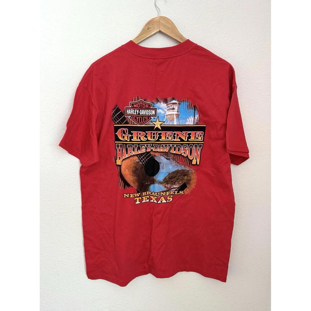 NWT Harley Davidson Men’s Large Made in USA Gruene Guitar Biker Red Shirt
